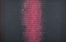 Red and black painting called 'Distraction' by artist Kenneth Dingwall