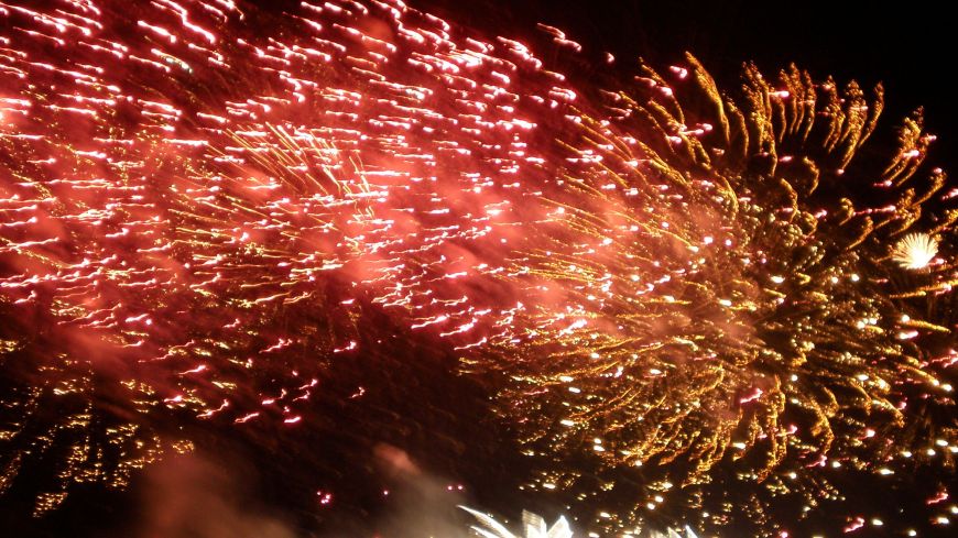 Festival Fireworks caught in a gust of wind