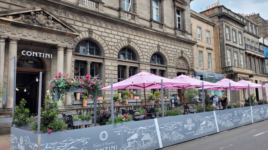 The patio outside Contini restaurant on George Street in Edinburgh
