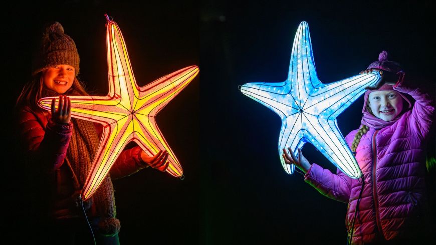 Kids with lanterns at Edinburgh Zoo